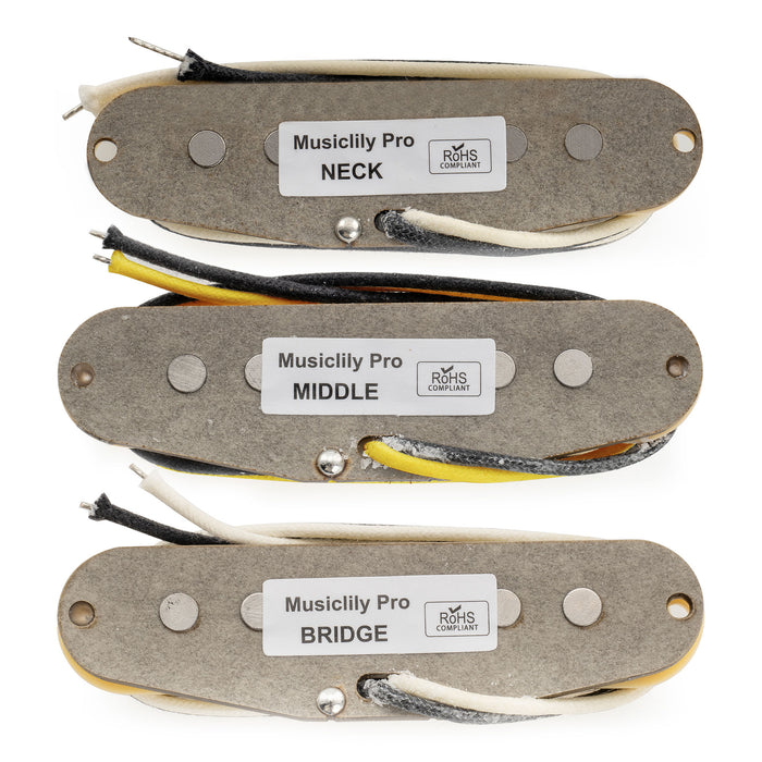 Musiclily Pro ST-60S Staggered Alnico 5 Single Coil Hals Mittel Steg Tonabnehmer Set 5.6K für Strat-Stil E-Gitarre
