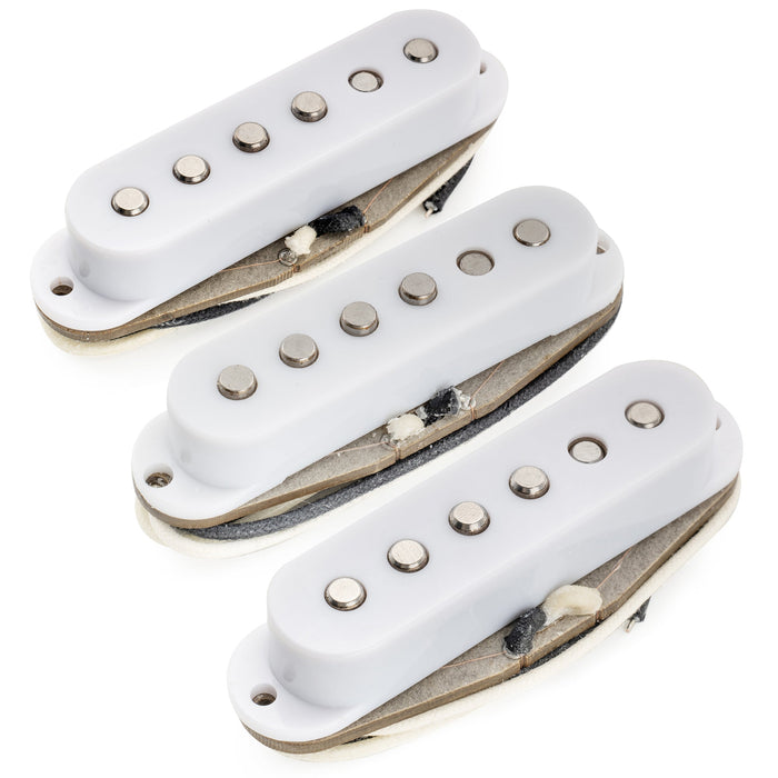 musiclily pro st 60s staggered alnico 5 single coil neck middle bridge pickups set 5 8k for strat style electric guitar mx3239bkmx3240bkmx3241bk, white