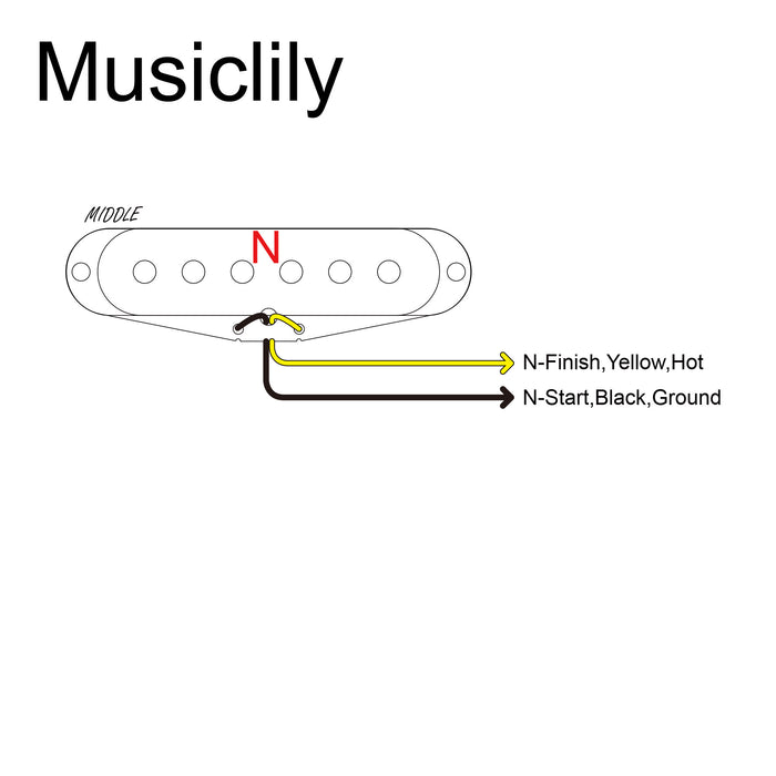 Pastilla intermedia de bobina simple Musiclily Pro ST-60S Staggered Alnico 5 para guitarra eléctrica estilo Stratocaster