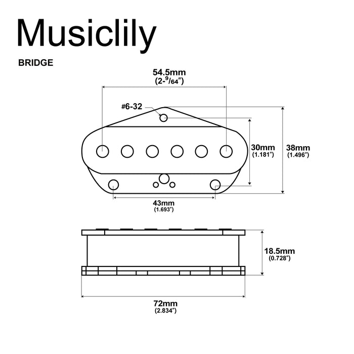 Musiclily Pro TL-50S Alnico 5 Single Coil Bridge Pickup for Tele Style Electric Guitar - musiclily