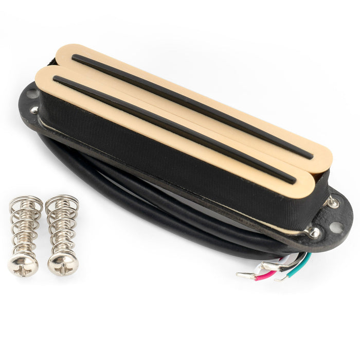 Musiclily Pro ST-DPLA アルニコ5ピックアップ デュアルホットレイル シングルコイルサイズハムバッカー 6.2K Stratストラトエレキギター用 クリームボディ クロームレール