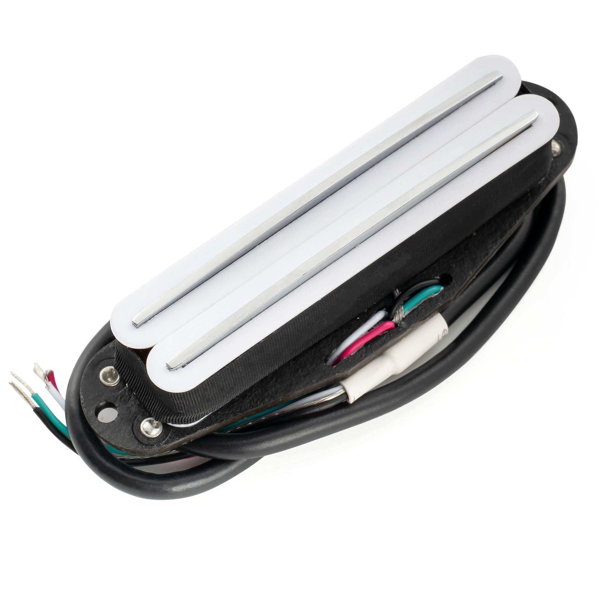 musiclily pro st dpla alnico 5 rail blade single coil sized humbucker pickup 6 2k for strat style electric guitar mx3247p, white