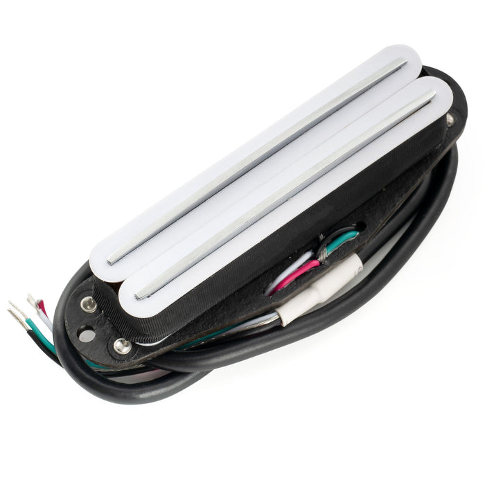 musiclily pro st dpla alnico 5 rail blade single coil sized humbucker pickup 6 2k for strat style electric guitar mx3247p, white