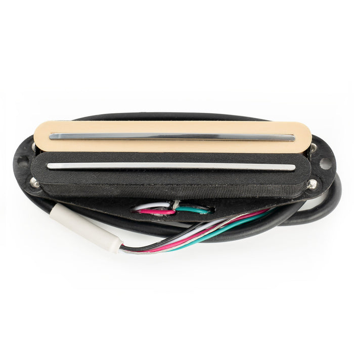 Musiclily Pro ST-DPLA アルニコ5ピックアップ デュアルホットレイル シングルコイルサイズハムバッカー 6.2K Stratストラトエレキギター用 クリームボディ クロームレール