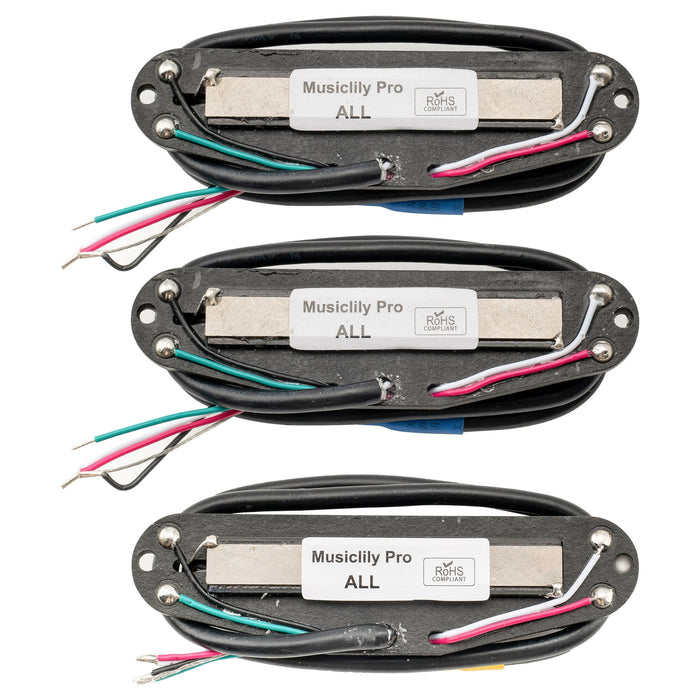 musiclily pro st dpha alnico 5 rail blade single coil sized humbucker super distortion neck middle bridge pickups set for strat style electric guitar mx3248 2mx3249p, black