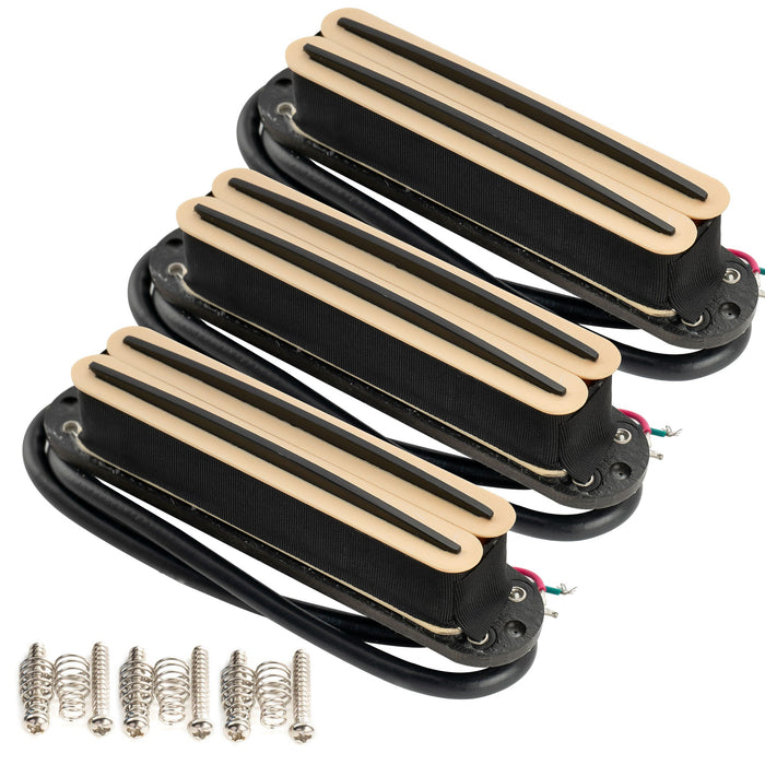 Pastillas humbucker de bobina simple Musiclily Pro ST-DPHA Alnico 5 Rail Blade, tamaño superdistorsión, mástil, puente medio, para guitarra eléctrica estilo Strat.
