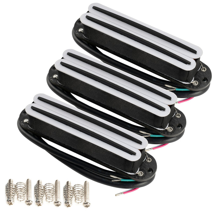 Pastillas humbucker de bobina simple Musiclily Pro ST-DPHA Alnico 5 Rail Blade, tamaño superdistorsión, mástil, puente medio, para guitarra eléctrica estilo Strat.