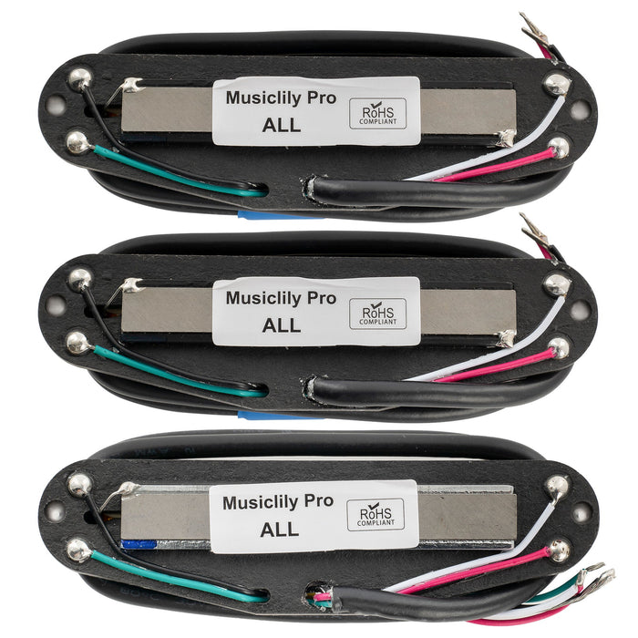 Pastillas humbucker de bobina simple Musiclily Pro ST-DPHA Alnico 5 Rail Blade, tamaño superdistorsión, mástil, puente medio, para guitarra eléctrica estilo Strat.