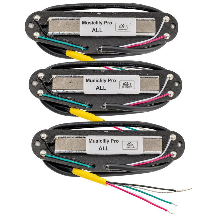 Musiclily Pro ST-DPHA Alnico 5 Rail Blade Single Coil Sized Humbucker Pickups Set 13.6K Super Distortion for Strat Style Electric Guitar (Set of 3)