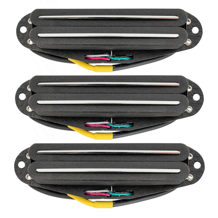 Musiclily Pro ST-DPHA Alnico 5 Rail Blade Single Coil Sized Humbucker Pickups Set 13.6K Super Distortion for Strat Style Electric Guitar (Set of 3)