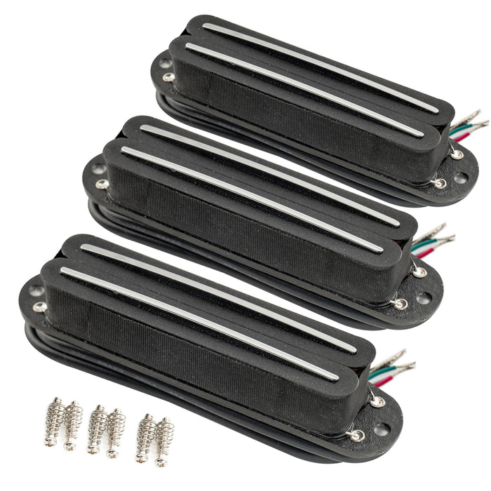 Musiclily Pro ST-DPHA Alnico 5 Rail Blade Single Coil Sized Humbucker Pickups Set 13.6K Super Distortion for Strat Style Electric Guitar (Set of 3)