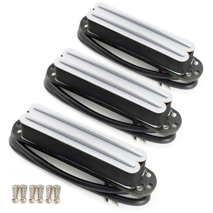 Musiclily Pro ST-DPHA Alnico 5 Rail Blade Single Coil Sized Humbucker Pickups Set 13.6K Super Distortion for Strat Style Electric Guitar (Set of 3)