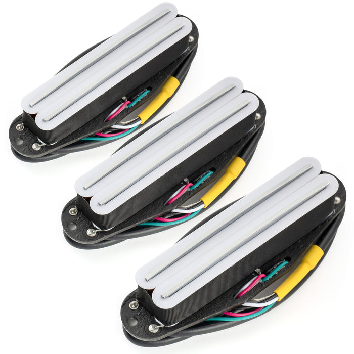 Musiclily Pro ST-DPHA Alnico 5 Rail Blade Single Coil Sized Humbucker Pickups Set 13.6K Super Distortion for Strat Style Electric Guitar (Set of 3)