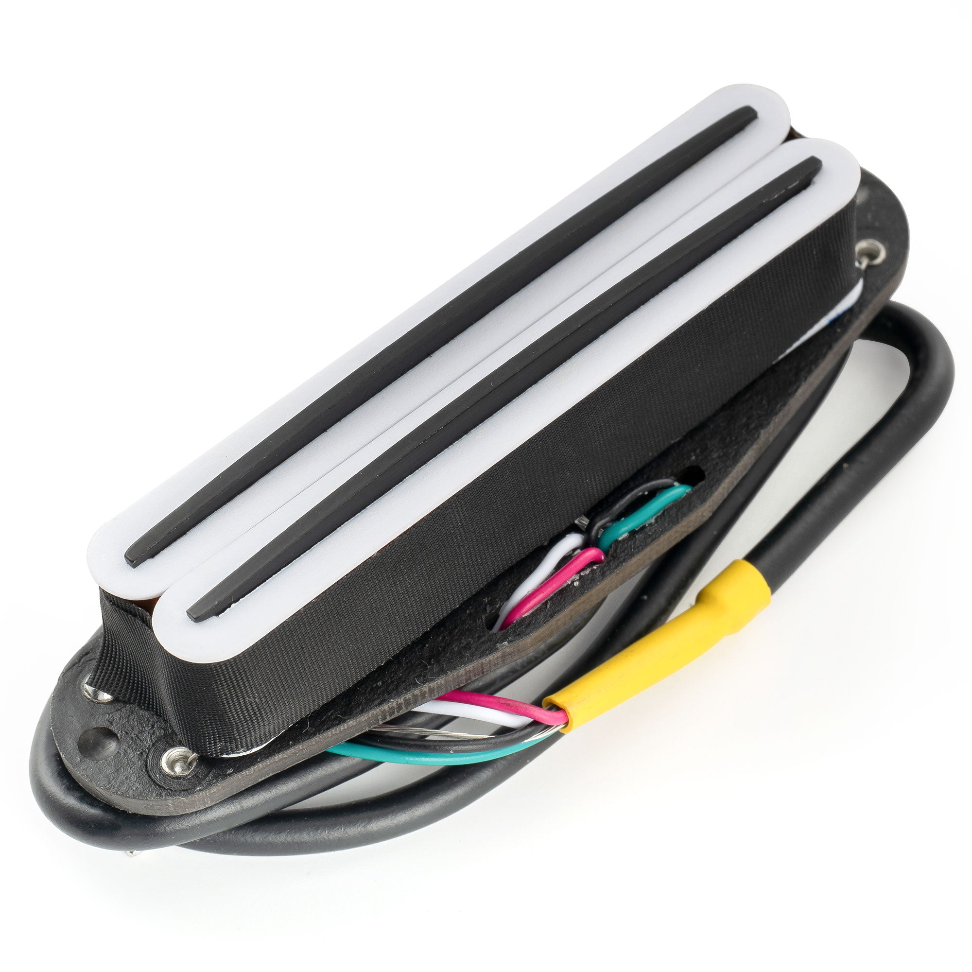 musiclily pro st dpha alnico 5 rail blade single coil sized humbucker pickup 13 2k super distortion for strat style electric guitar mx3249p, white