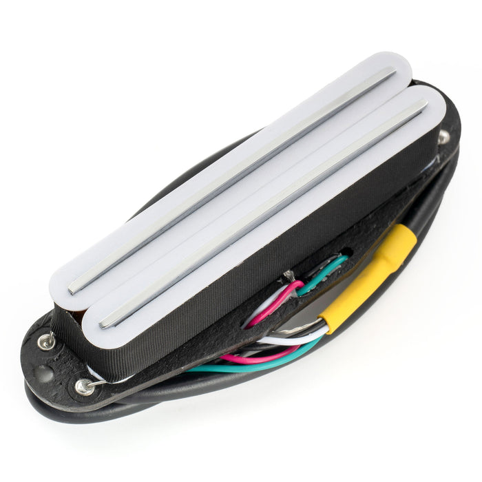 musiclily pro st dpha alnico 5 rail blade single coil sized humbucker pickup 13 2k super distortion for strat style electric guitar mx3249p, white