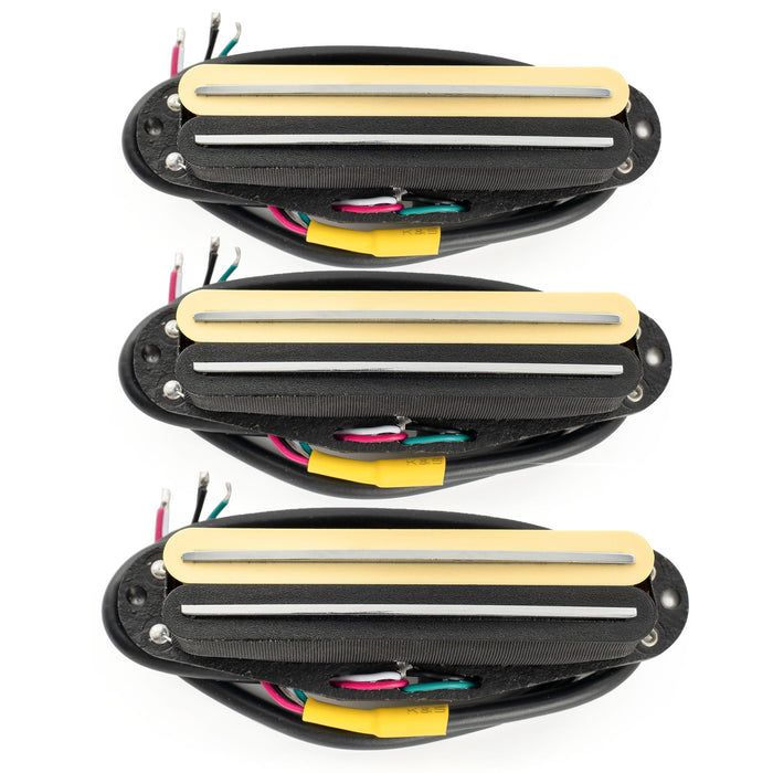 Musiclily Pro ST-DPHA Alnico 5 Rail Blade Single Coil Sized Humbucker Pickups Set 13.6K Super Distortion for Strat Style Electric Guitar (Set of 3)