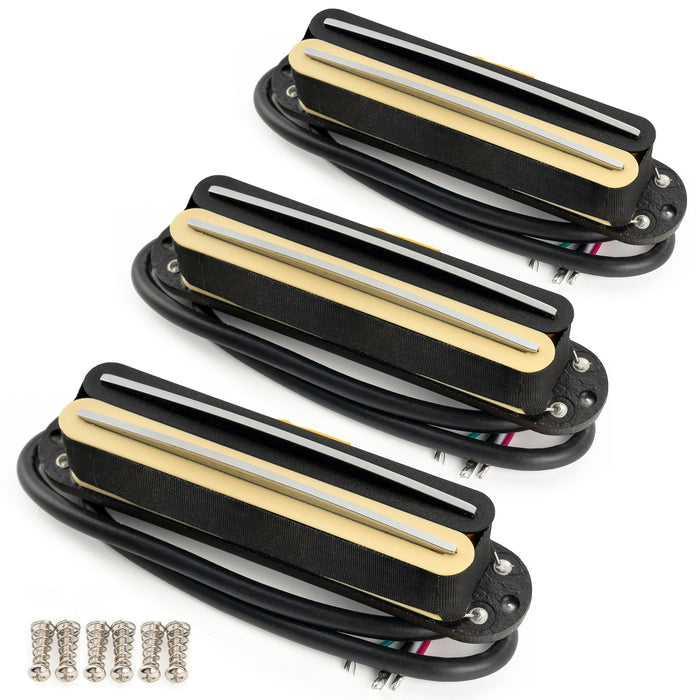 Musiclily Pro ST-DPHA Alnico 5 Rail Blade Single Coil Sized Humbucker Pickups Set 13.6K Super Distortion for Strat Style Electric Guitar (Set of 3)