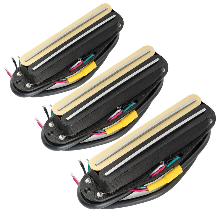 Musiclily Pro ST-DPHA Alnico 5 Rail Blade Single Coil Sized Humbucker Pickups Set 13.6K Super Distortion for Strat Style Electric Guitar (Set of 3)