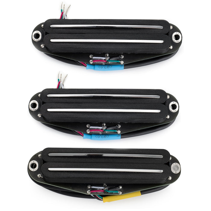 detail of musiclily pro st dphc ceramic rail blade single coil sized humbucker super distortion neck middle bridge pickups set for strat style electric guitar mx3251 2mx3252p
