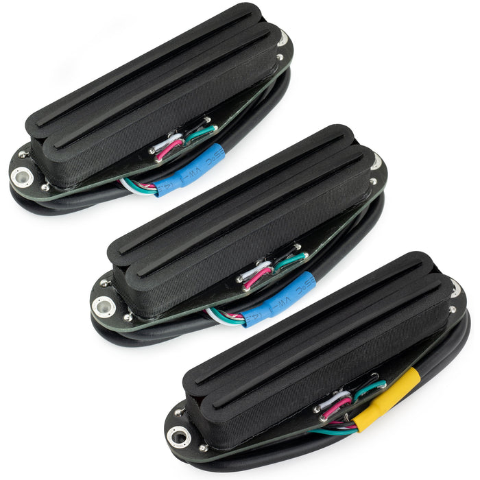 musiclily pro st dphc ceramic rail blade single coil sized humbucker super distortion neck middle bridge pickups set for strat style electric guitar mx3251 2mx3252p, black