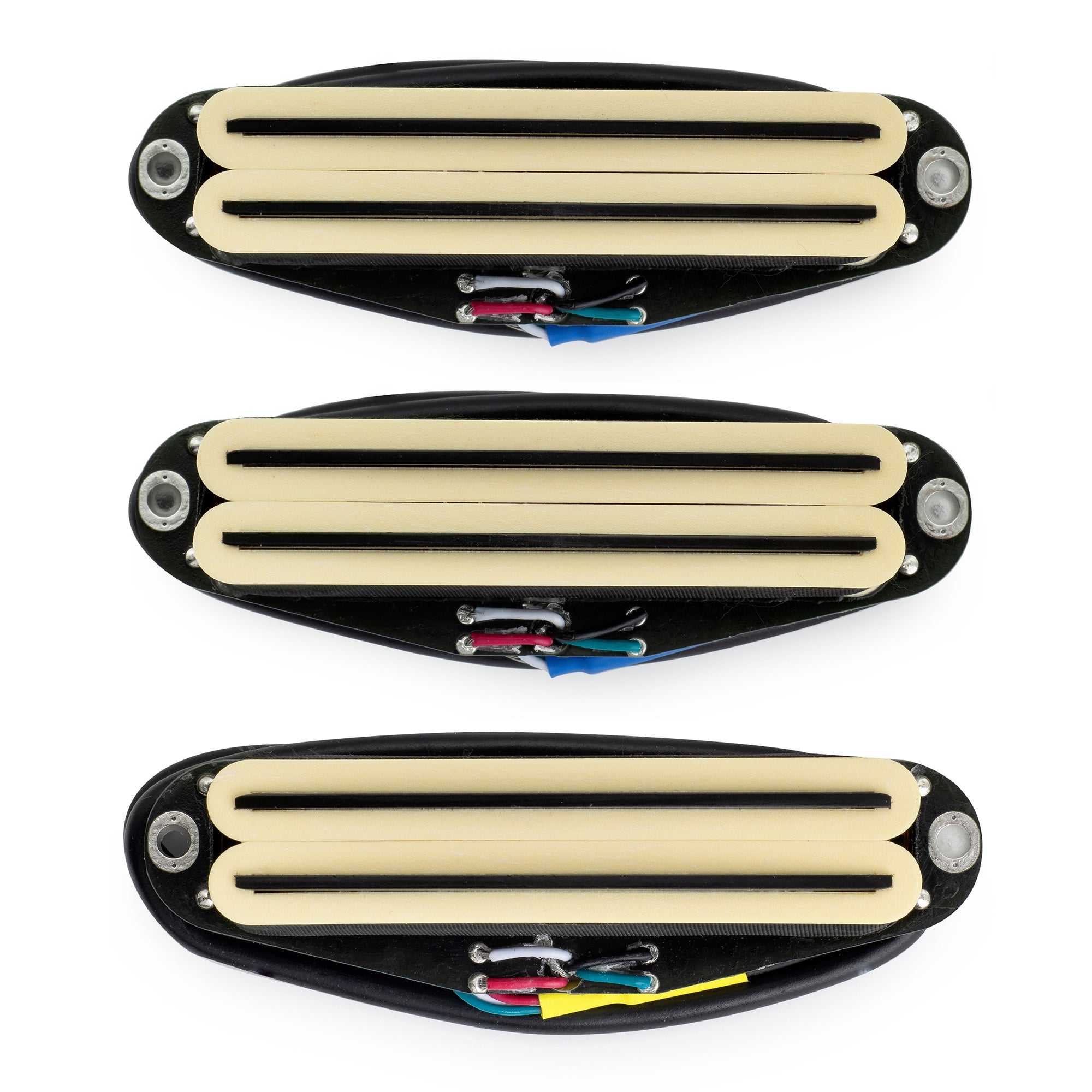 Musiclily Pro ST-DPHC Keramik-Rail-Blatt Einzellwicklergröße Humbucker Super Distortion Hals, Mittel, Brücke-Pickups-Set für Strat-Stil-Elektrogitarre