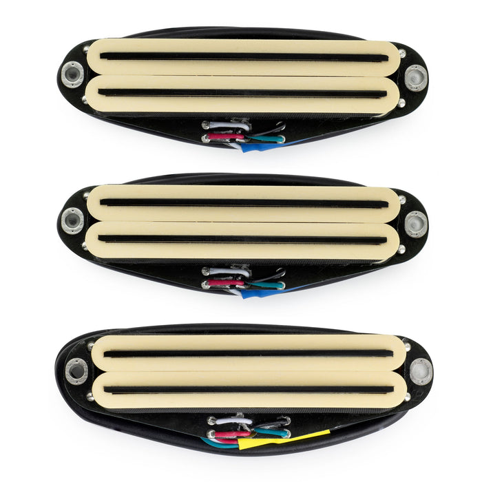 Pastillas humbucker superdistorsionadas Musiclily Pro ST-DPHC con riel cerámico y hoja de bobina simple, mástil, puente medio, para guitarra eléctrica estilo Stratocaster.