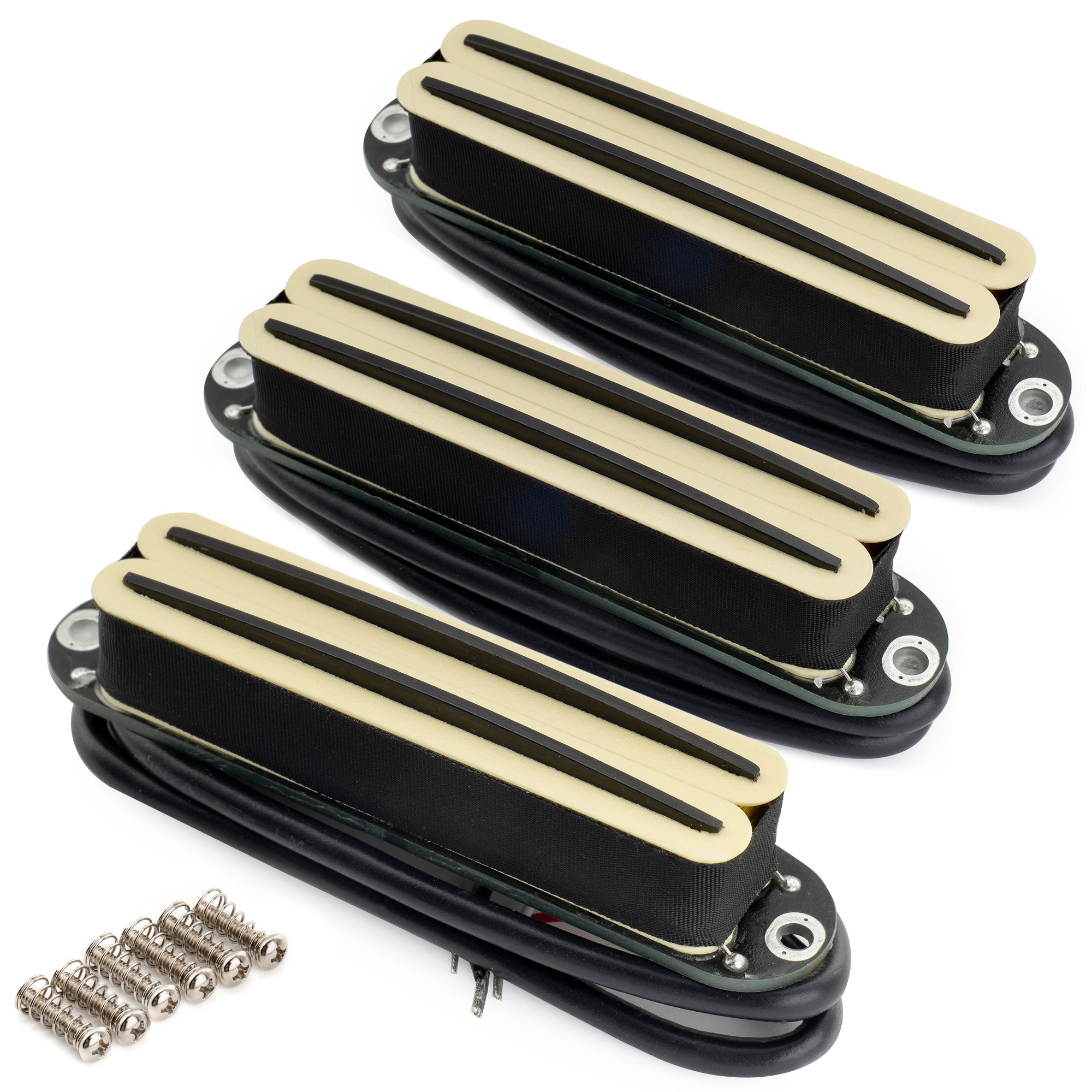 Musiclily Pro ST-DPHC Keramik-Rail-Blatt Einzellwicklergröße Humbucker Super Distortion Hals, Mittel, Brücke-Pickups-Set für Strat-Stil-Elektrogitarre