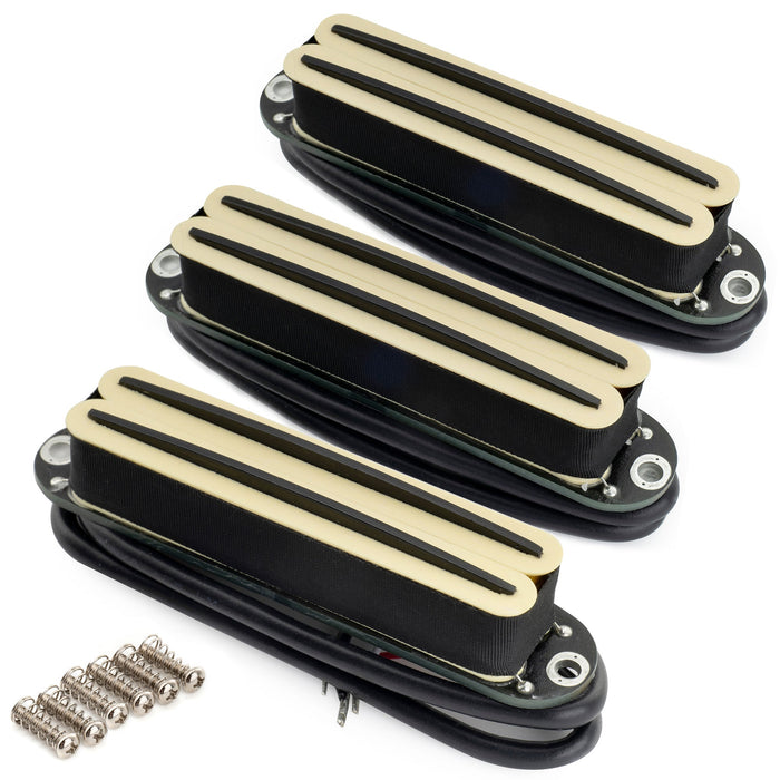 Pastillas humbucker superdistorsionadas Musiclily Pro ST-DPHC con riel cerámico y hoja de bobina simple, mástil, puente medio, para guitarra eléctrica estilo Stratocaster.