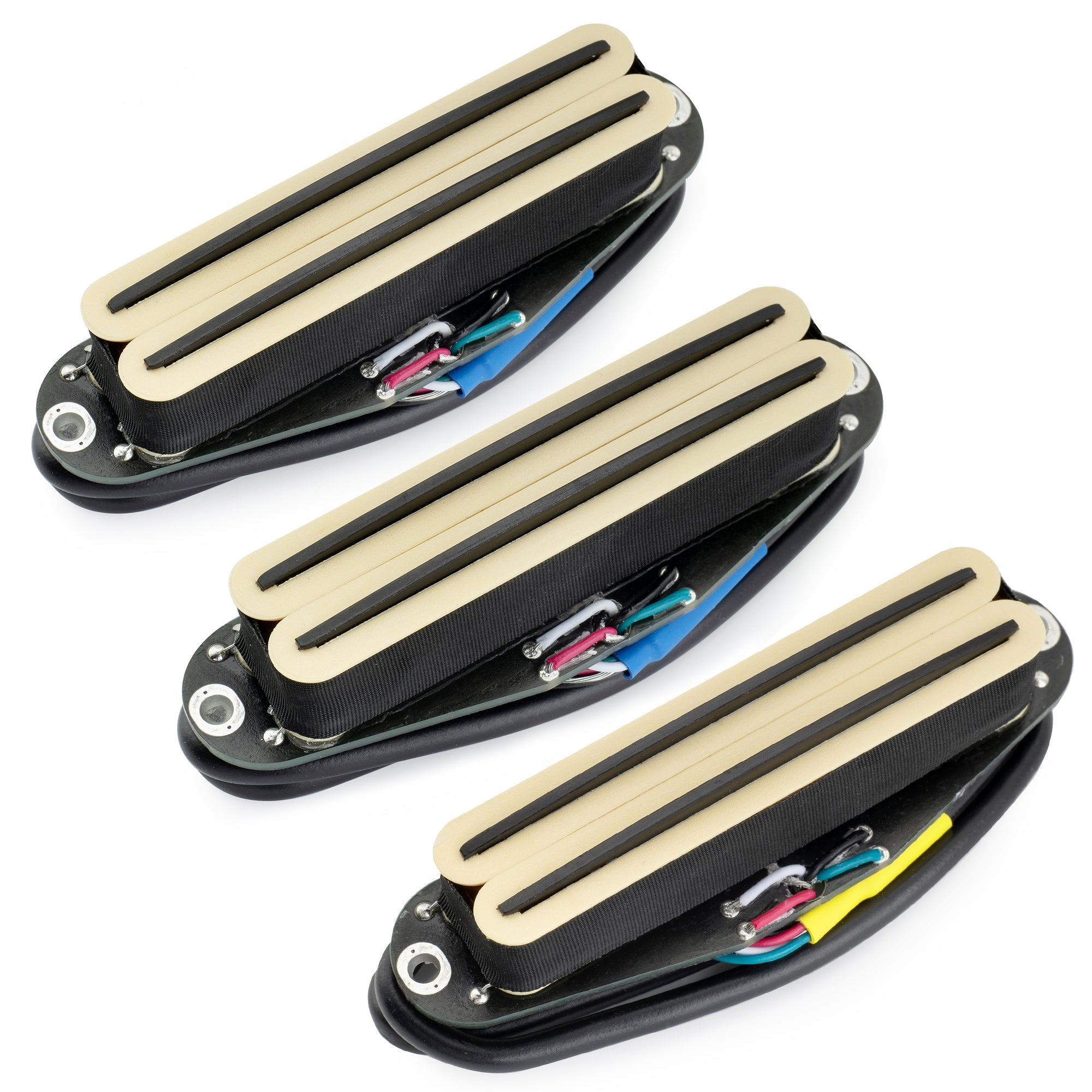 musiclily pro st dphc ceramic rail blade single coil sized humbucker super distortion neck middle bridge pickups set for strat style electric guitar mx3251 2mx3252p cream