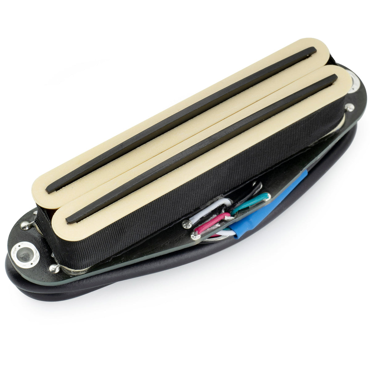 musiclily pro st dpmc ceramic rail blade single coil sized humbucker pickup 9 2k for strat style electric guitar mx3251p cream