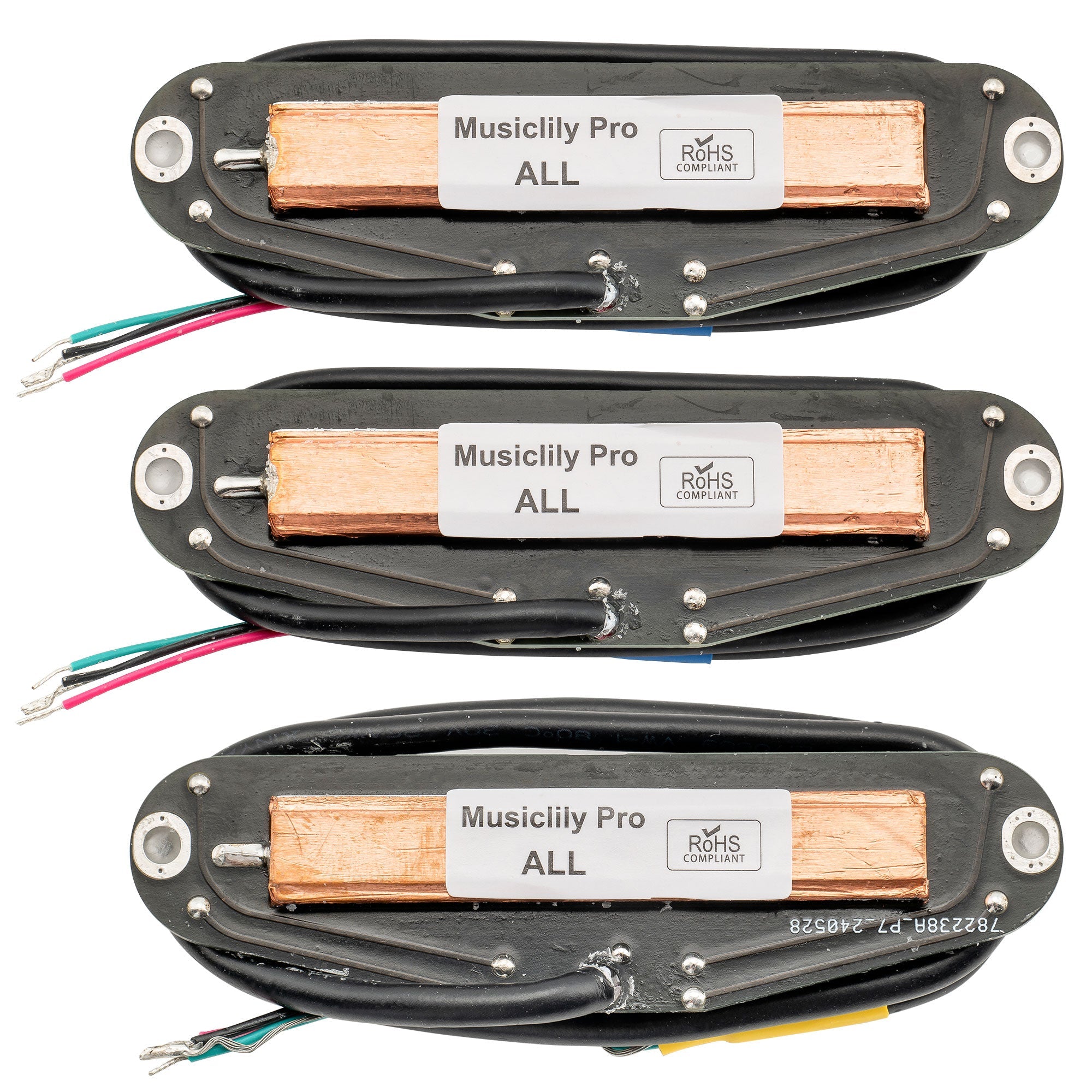 Musiclily Pro ST-DPHC Keramik-Rail-Blatt Einzellwicklergröße Humbucker Super Distortion Hals, Mittel, Brücke-Pickups-Set für Strat-Stil-Elektrogitarre