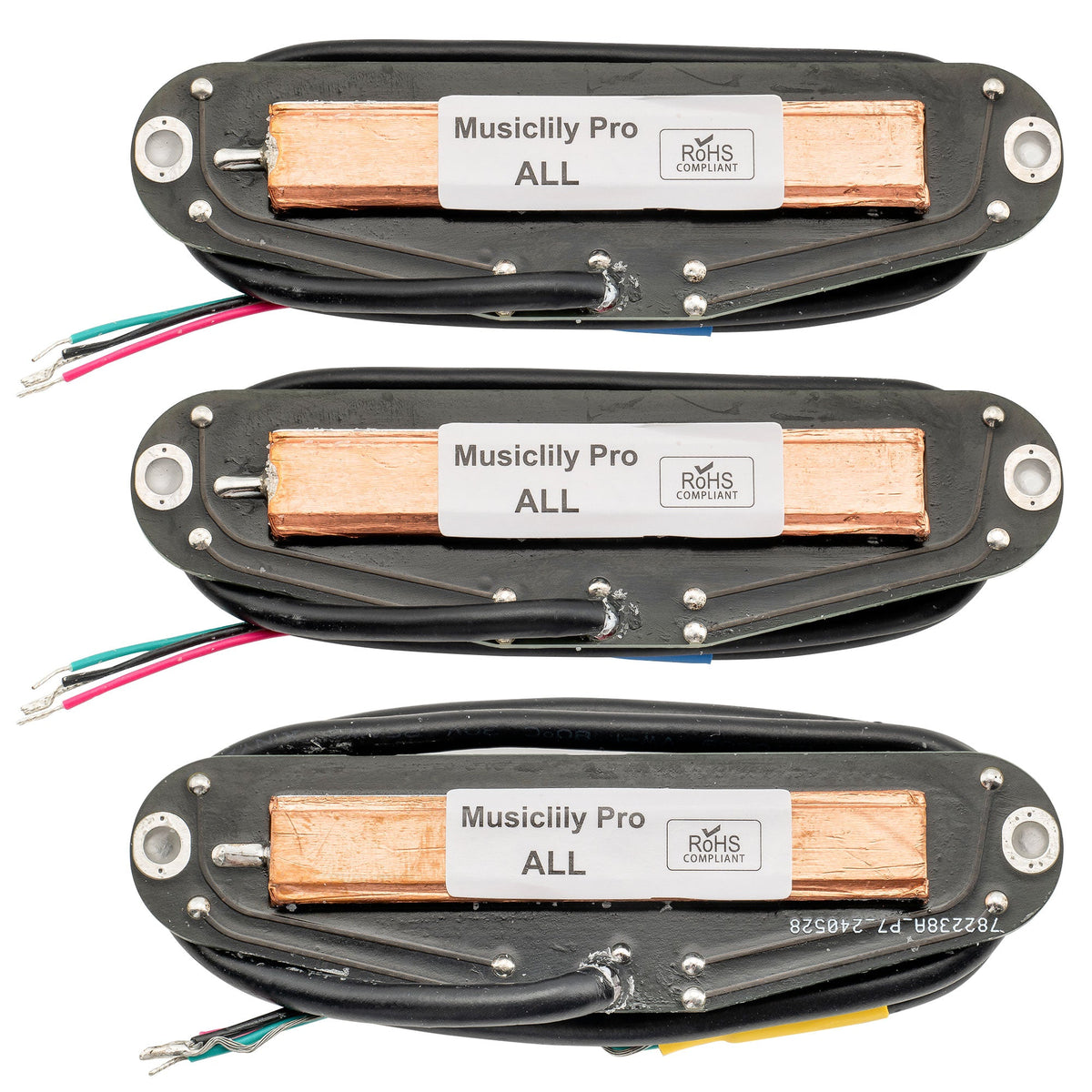 Musiclily Pro ST-DPHC Keramik-Rail-Blatt Einzellwicklergröße Humbucker Super Distortion Hals, Mittel, Brücke-Pickups-Set für Strat-Stil-Elektrogitarre