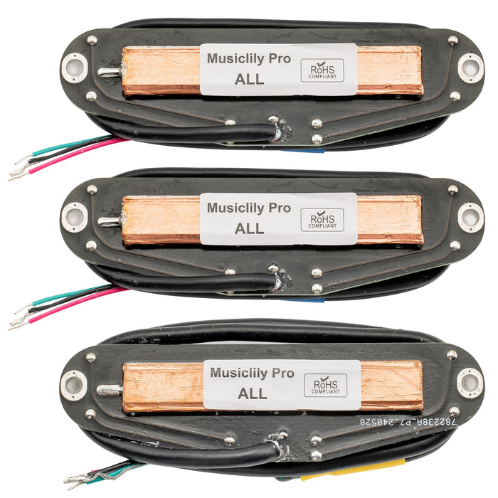 Pastillas humbucker superdistorsionadas Musiclily Pro ST-DPHC con riel cerámico y hoja de bobina simple, mástil, puente medio, para guitarra eléctrica estilo Stratocaster.