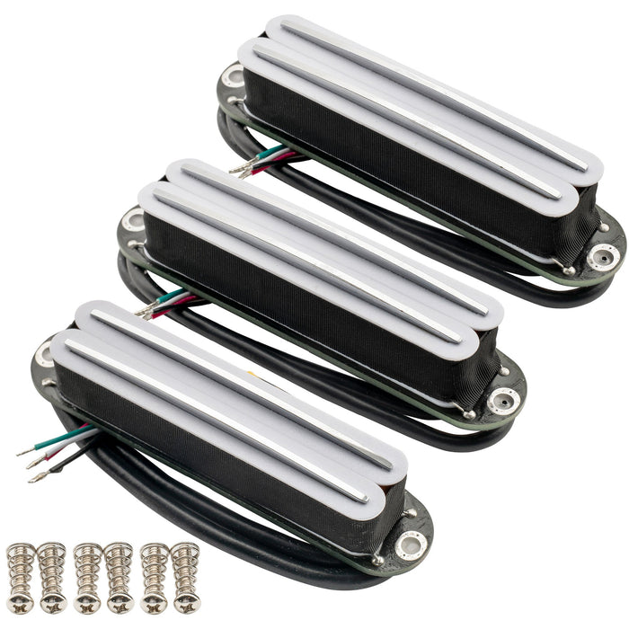 Pastillas humbucker superdistorsionadas Musiclily Pro ST-DPHC con riel cerámico y hoja de bobina simple, mástil, puente medio, para guitarra eléctrica estilo Stratocaster.
