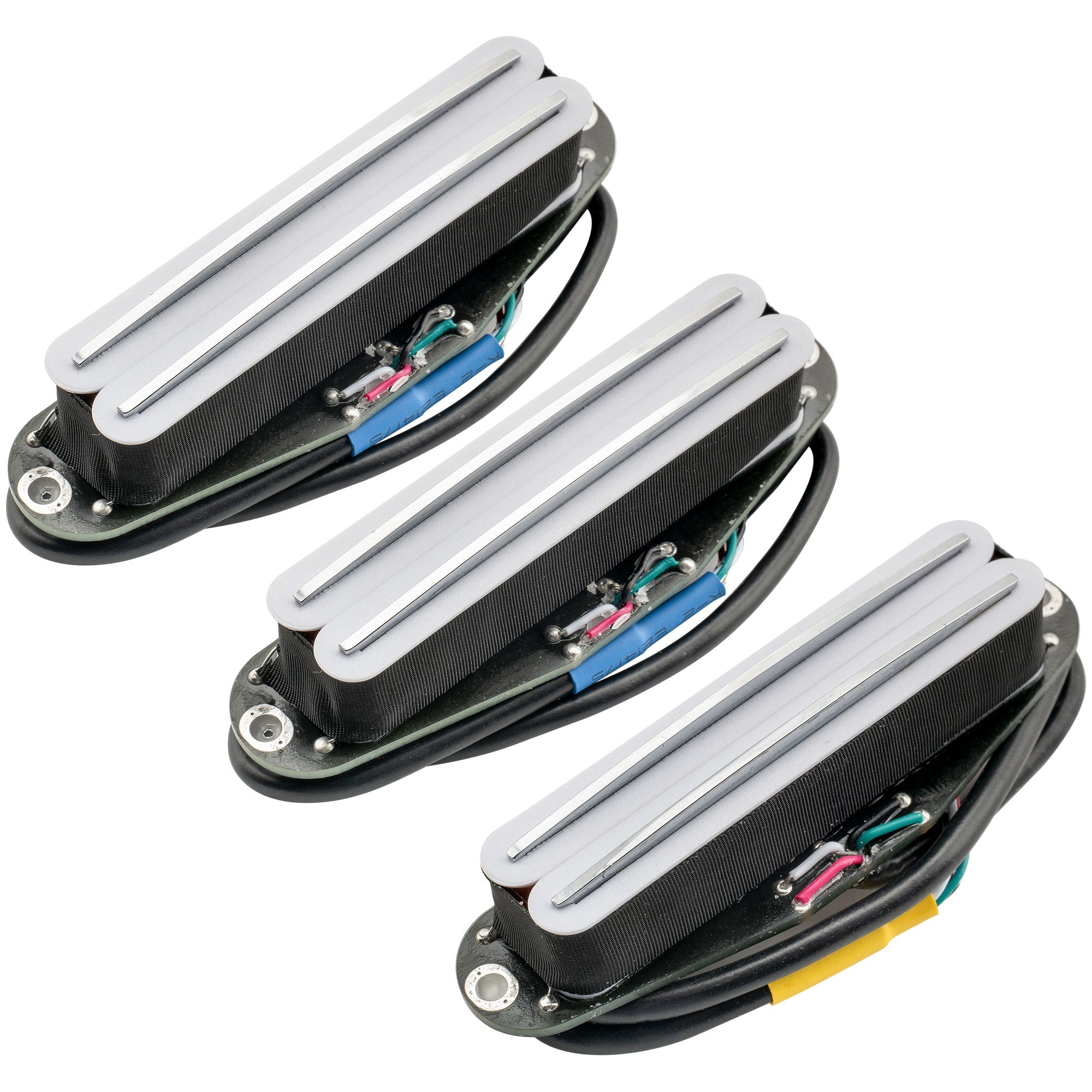 musiclily pro st dphc ceramic rail blade single coil sized humbucker super distortion neck middle bridge pickups set for strat style electric guitar mx3251 2mx3252p, white