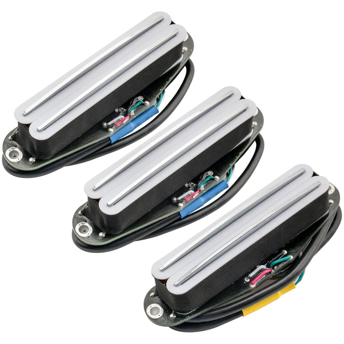 musiclily pro st dphc ceramic rail blade single coil sized humbucker super distortion neck middle bridge pickups set for strat style electric guitar mx3251 2mx3252p, white