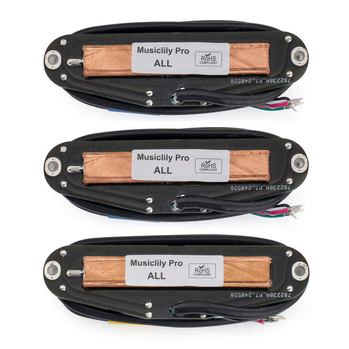 Musiclily Pro ST-DPHC Keramik-Rail-Blatt Einzellwicklergröße Humbucker Super Distortion Hals, Mittel, Brücke-Pickups-Set für Strat-Stil-Elektrogitarre