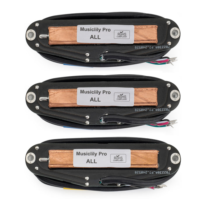 Pastillas humbucker superdistorsionadas Musiclily Pro ST-DPHC con riel cerámico y hoja de bobina simple, mástil, puente medio, para guitarra eléctrica estilo Stratocaster.