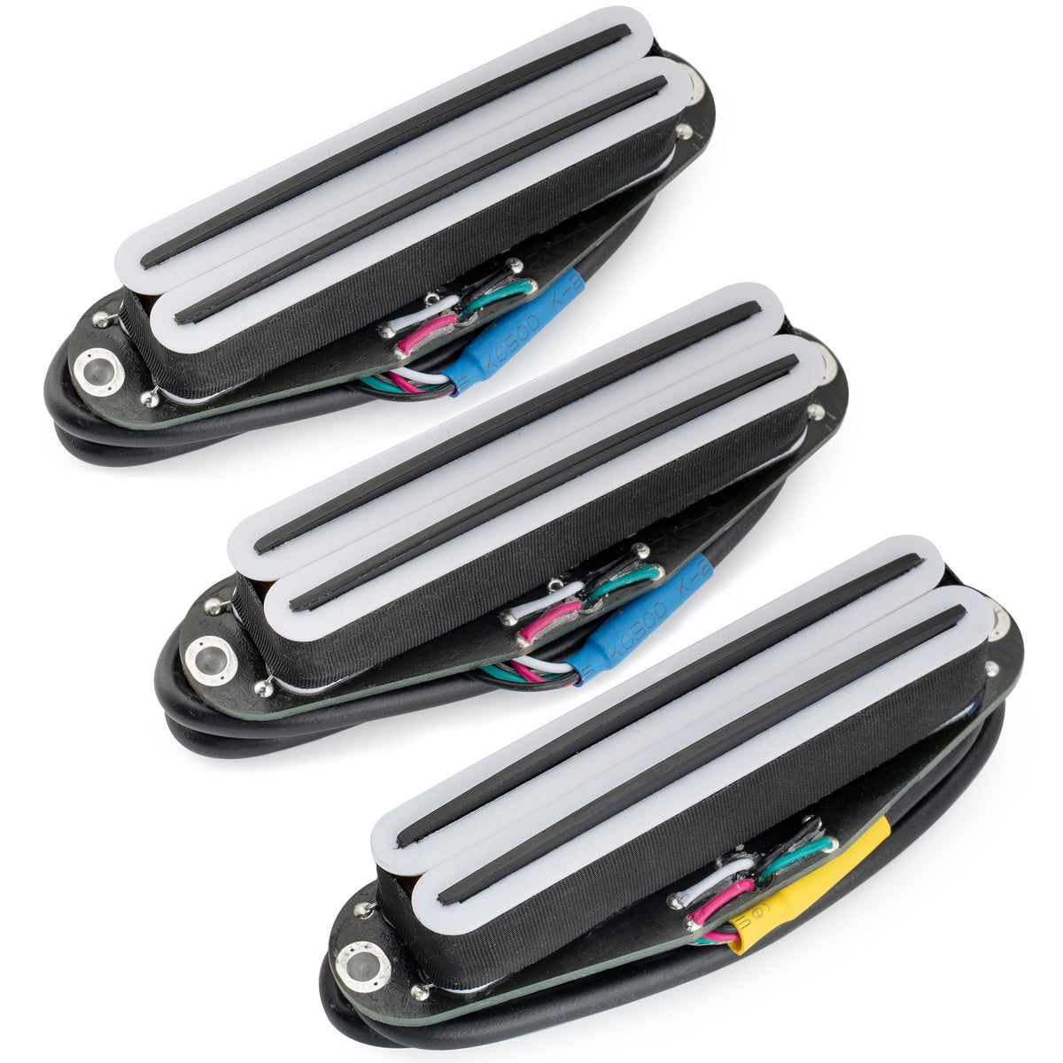 musiclily pro st dphc ceramic rail blade single coil sized humbucker super distortion neck middle bridge pickups set for strat style electric guitar mx3251 2mx3252p, white