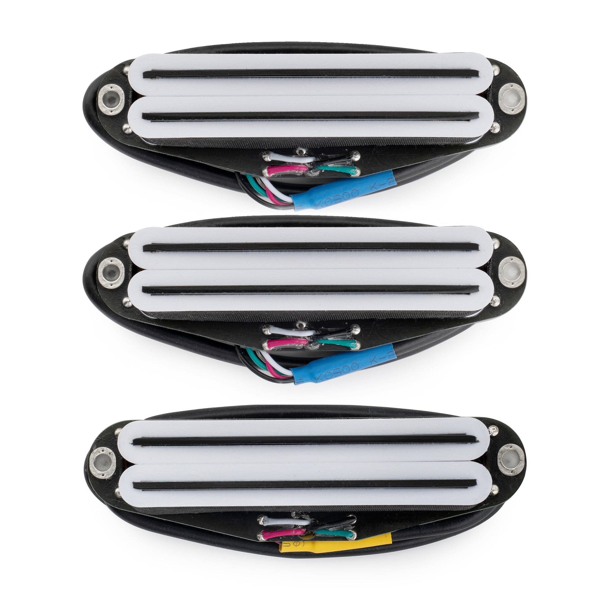 Musiclily Pro ST-DPHC Keramik-Rail-Blatt Einzellwicklergröße Humbucker Super Distortion Hals, Mittel, Brücke-Pickups-Set für Strat-Stil-Elektrogitarre