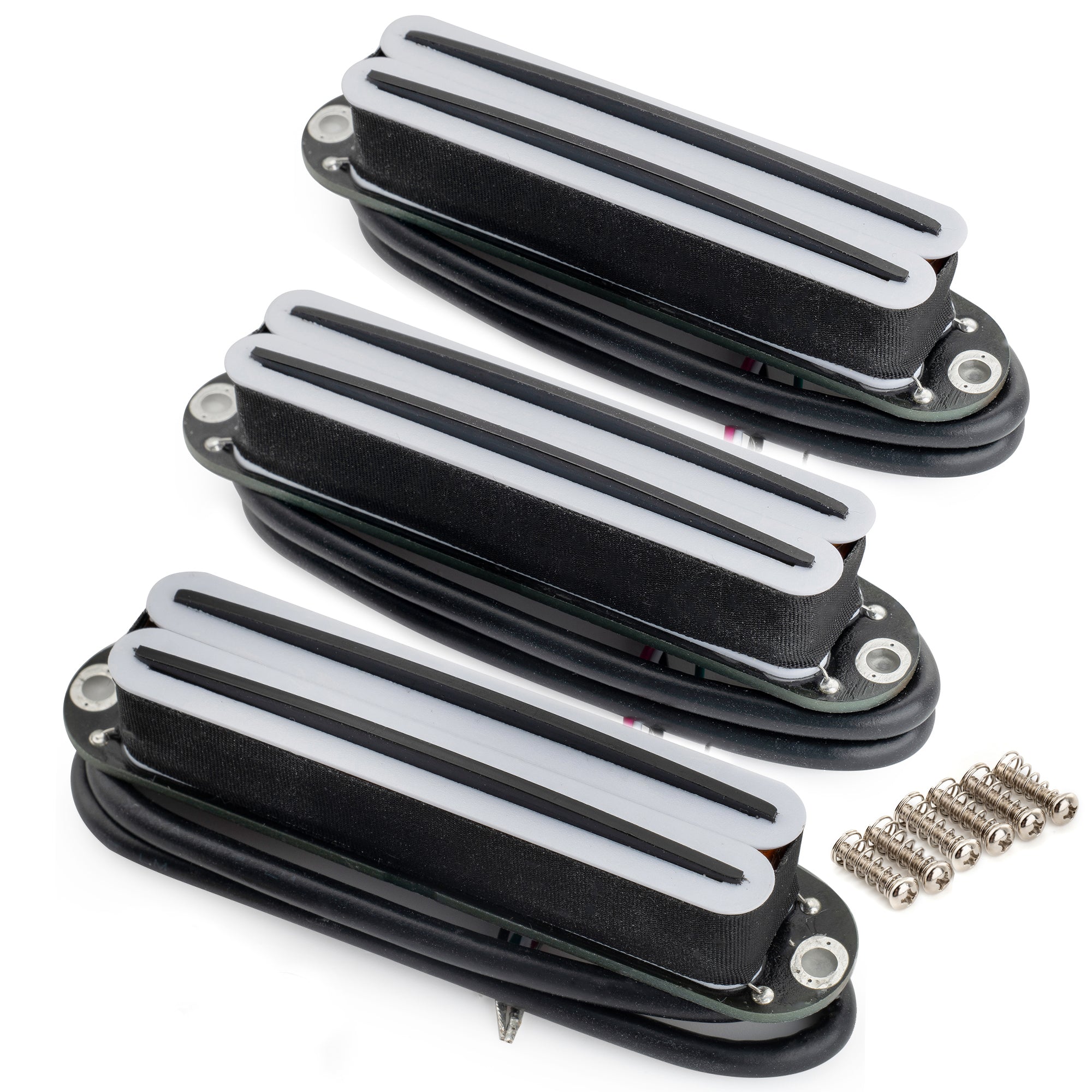 Musiclily Pro ST-DPHC Keramik-Rail-Blatt Einzellwicklergröße Humbucker Super Distortion Hals, Mittel, Brücke-Pickups-Set für Strat-Stil-Elektrogitarre