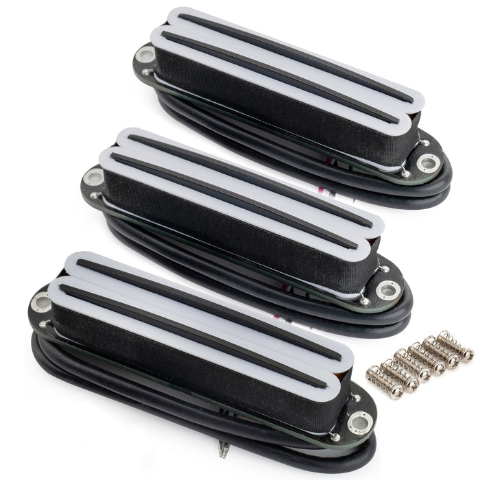 Pastillas humbucker superdistorsionadas Musiclily Pro ST-DPHC con riel cerámico y hoja de bobina simple, mástil, puente medio, para guitarra eléctrica estilo Stratocaster.