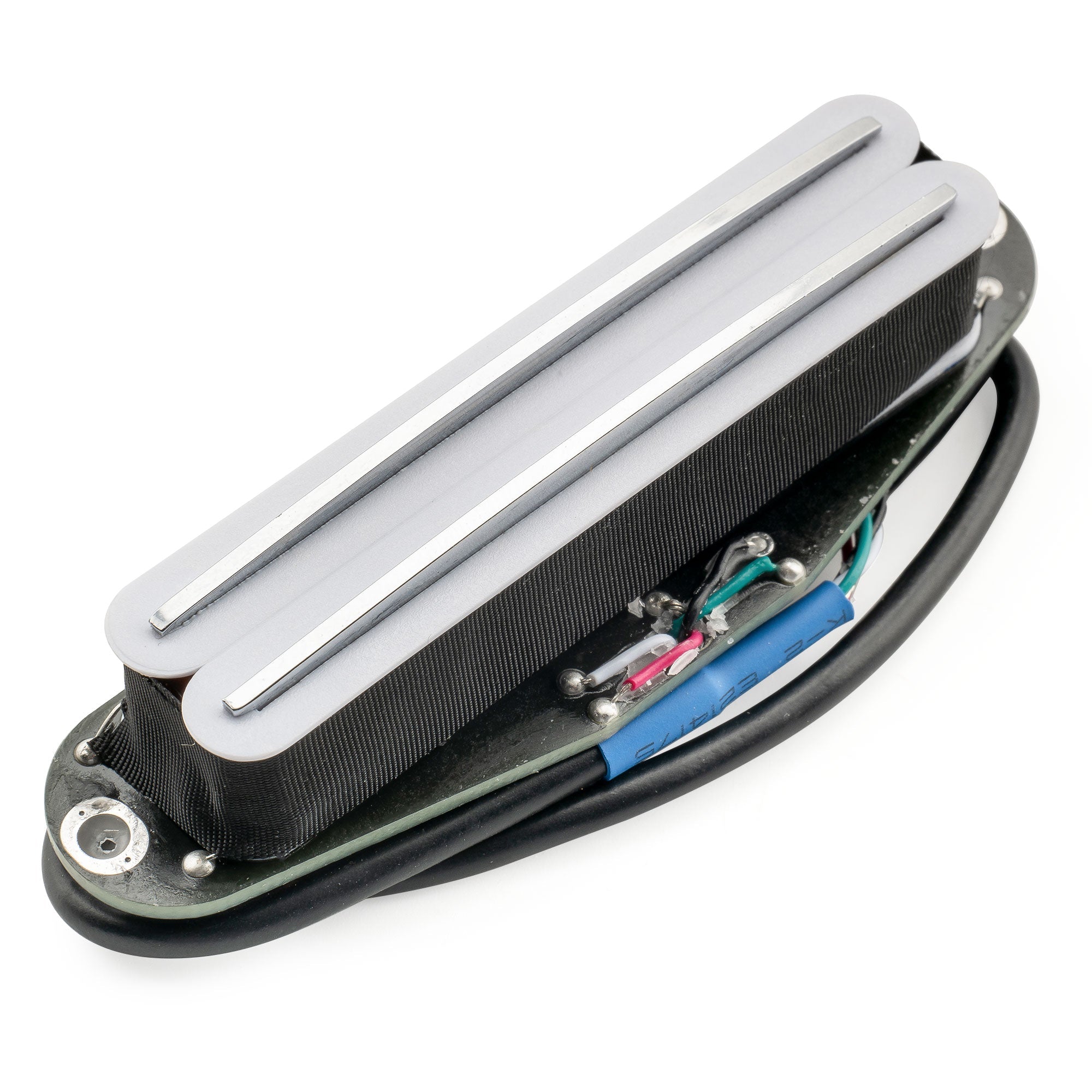 musiclily pro st dpmc ceramic rail blade single coil sized humbucker pickup 9 2k for strat style electric guitar mx3251p, white