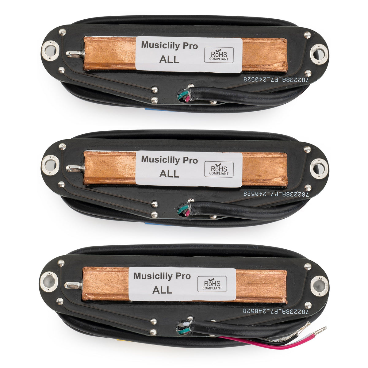 Musiclily Pro ST-DPHC Keramik-Rail-Blatt Einzellwicklergröße Humbucker Super Distortion Hals, Mittel, Brücke-Pickups-Set für Strat-Stil-Elektrogitarre