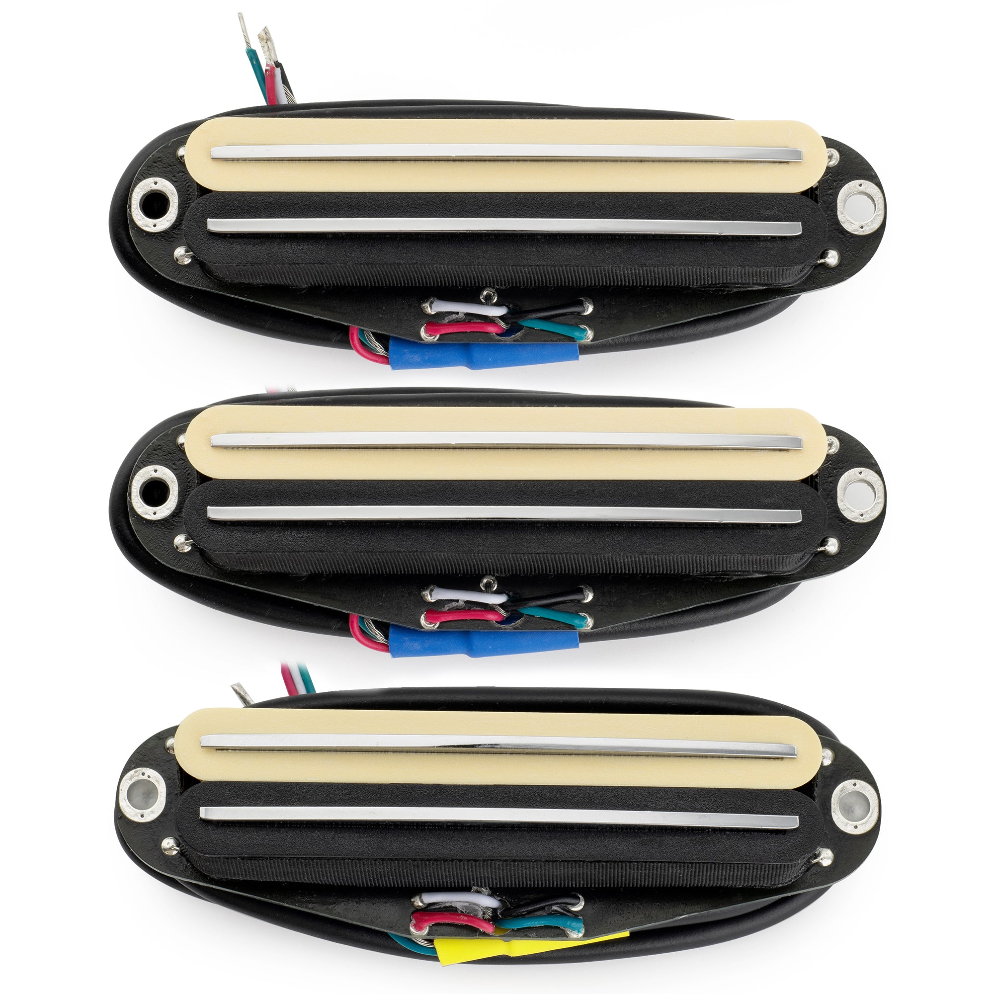 Musiclily Pro ST-DPHC Keramik-Rail-Blatt Einzellwicklergröße Humbucker Super Distortion Hals, Mittel, Brücke-Pickups-Set für Strat-Stil-Elektrogitarre