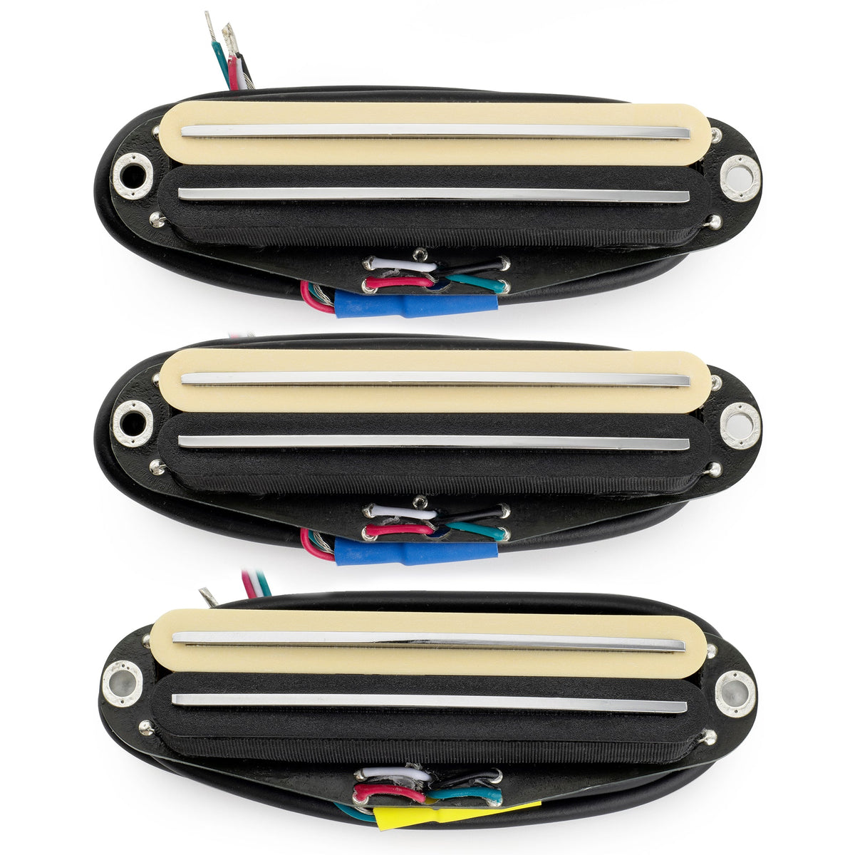 Musiclily Pro ST-DPHC Keramik-Rail-Blatt Einzellwicklergröße Humbucker Super Distortion Hals, Mittel, Brücke-Pickups-Set für Strat-Stil-Elektrogitarre