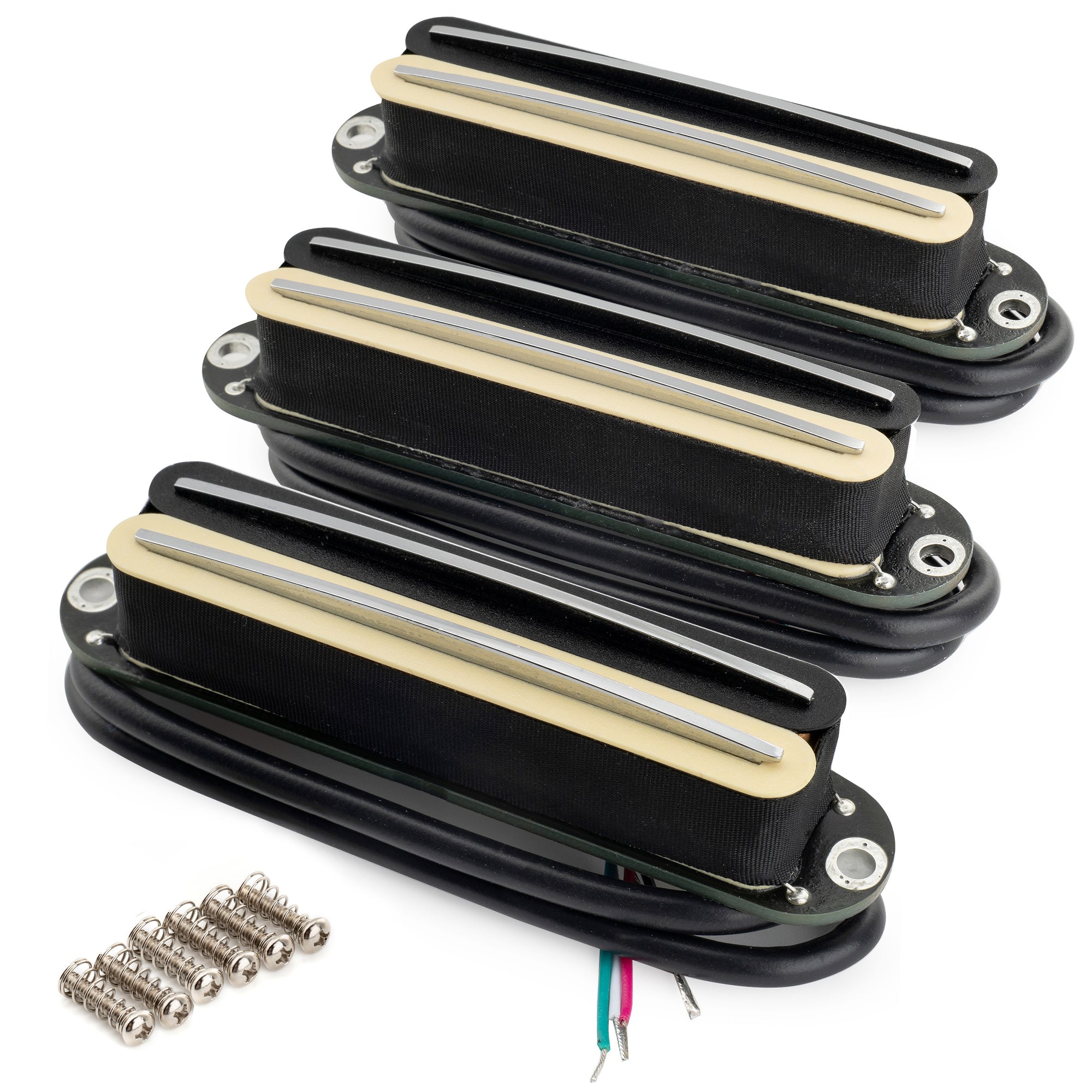 Musiclily Pro ST-DPHC Keramik-Rail-Blatt Einzellwicklergröße Humbucker Super Distortion Hals, Mittel, Brücke-Pickups-Set für Strat-Stil-Elektrogitarre