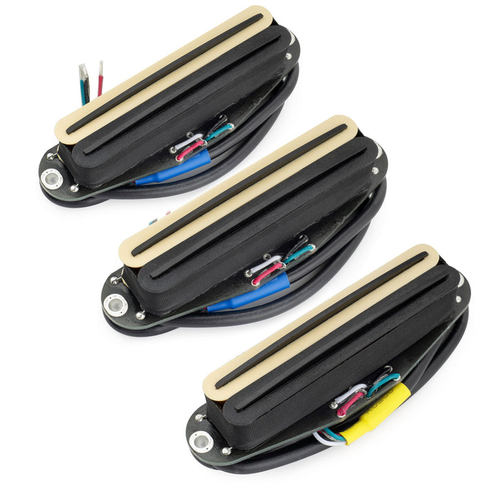 musiclily pro st dphc ceramic rail blade single coil sized humbucker super distortion neck middle bridge pickups set for strat style electric guitar mx3251 2mx3252p, Zebra