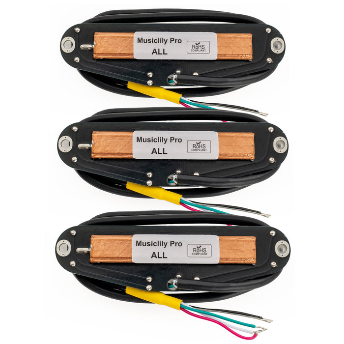 Musiclily Pro ST-DPHC Ceramic Rail Blade Single Coil Sized Humbucker Pickups Set 13.6K Super Distortion for Strat Style Electric Guitar (Set of 3)