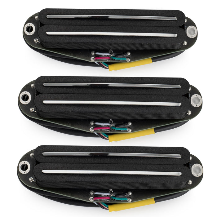 Musiclily Pro ST-DPHC Ceramic Rail Blade Single Coil Sized Humbucker Pickups Set 13.6K Super Distortion for Strat Style Electric Guitar (Set of 3)